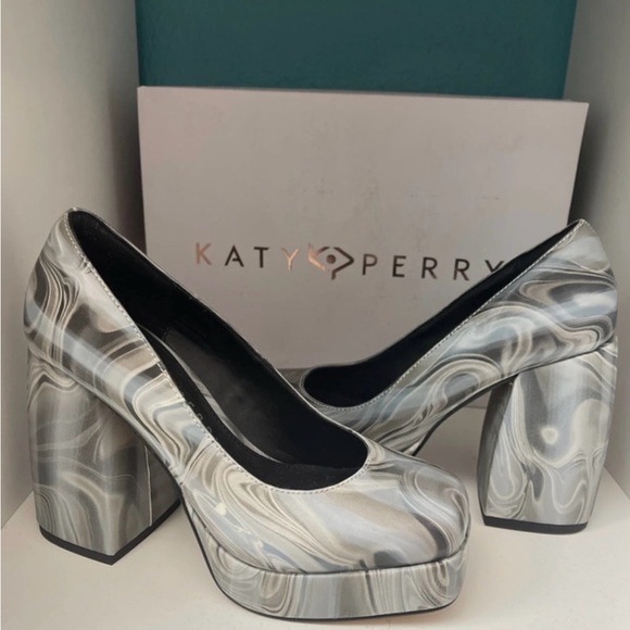 Katy Perry Collections Shoes - Katy Perry Collections Gray & Silver Marble Platform Pumps